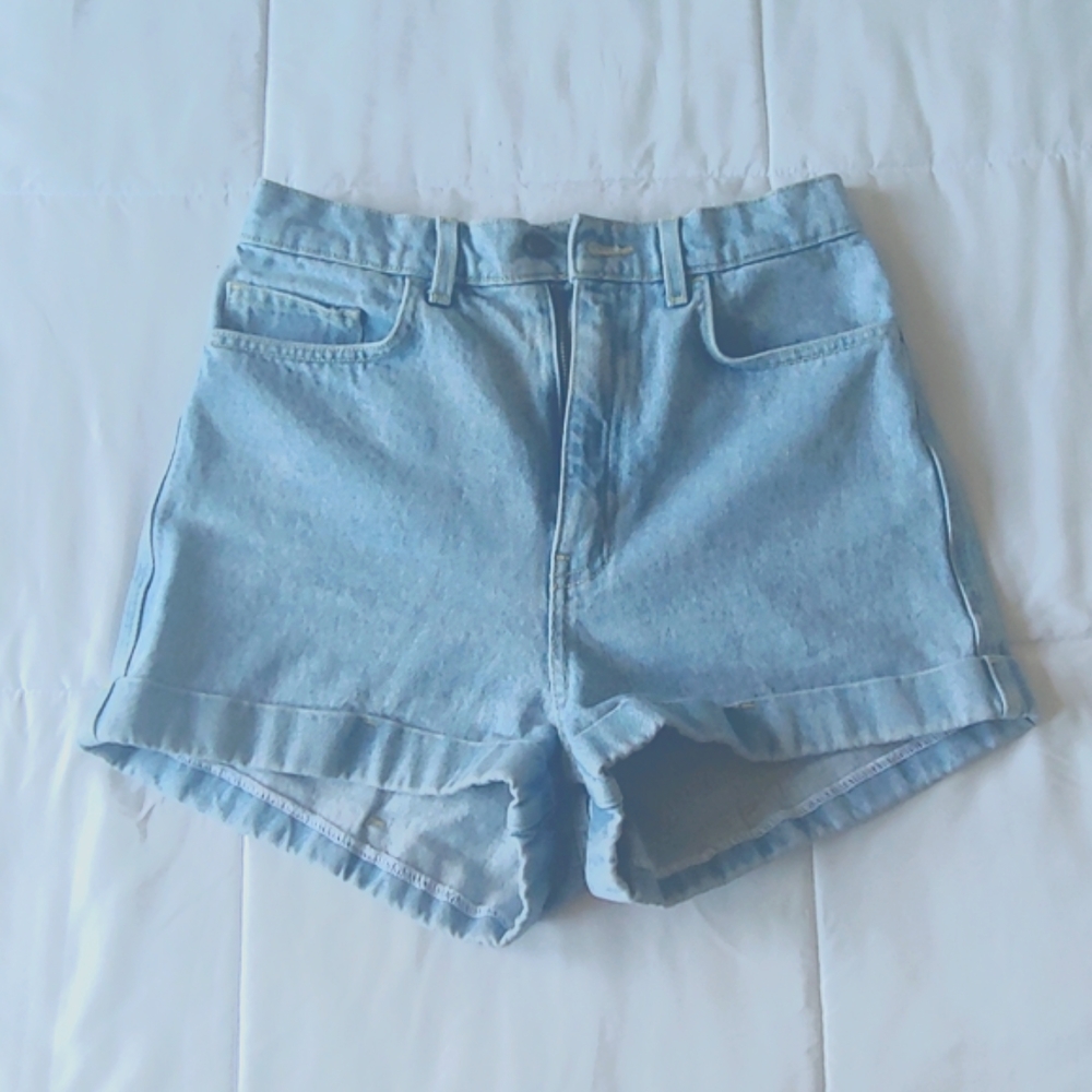American Apparel High-Waisted Light Wash Shorts